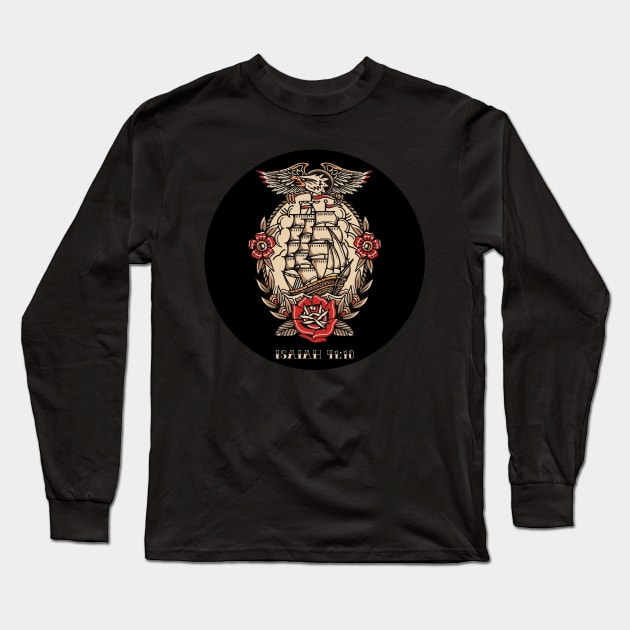 Ship Eagle American Traditional Tattoo Flash Long Sleeve T-Shirt by thecamphillips